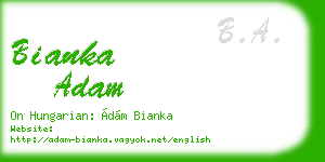 bianka adam business card